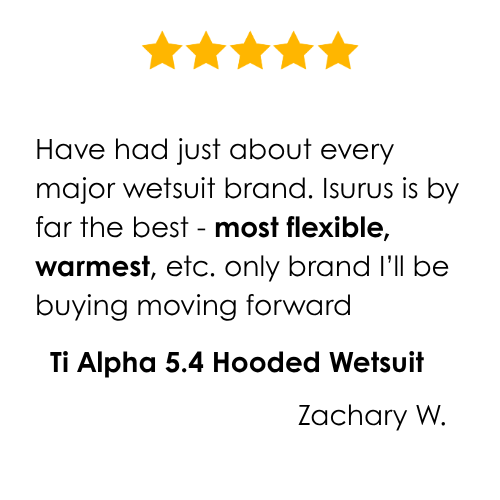 Surfer review praising Isurus as a durable wetsuit that lasts many seasons